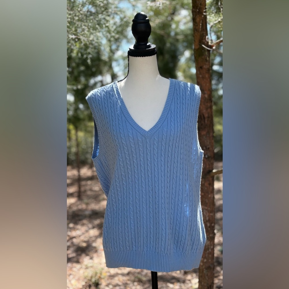 L.L.Bean Light Blue Cable Knit Women's Sweater Vest